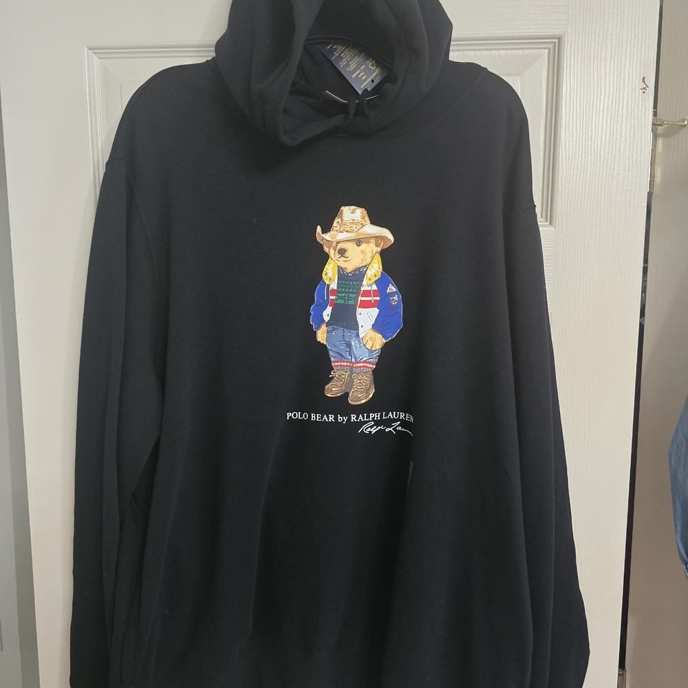 Ralph Lauren Black Hoodie with Cowboy Polo Bear